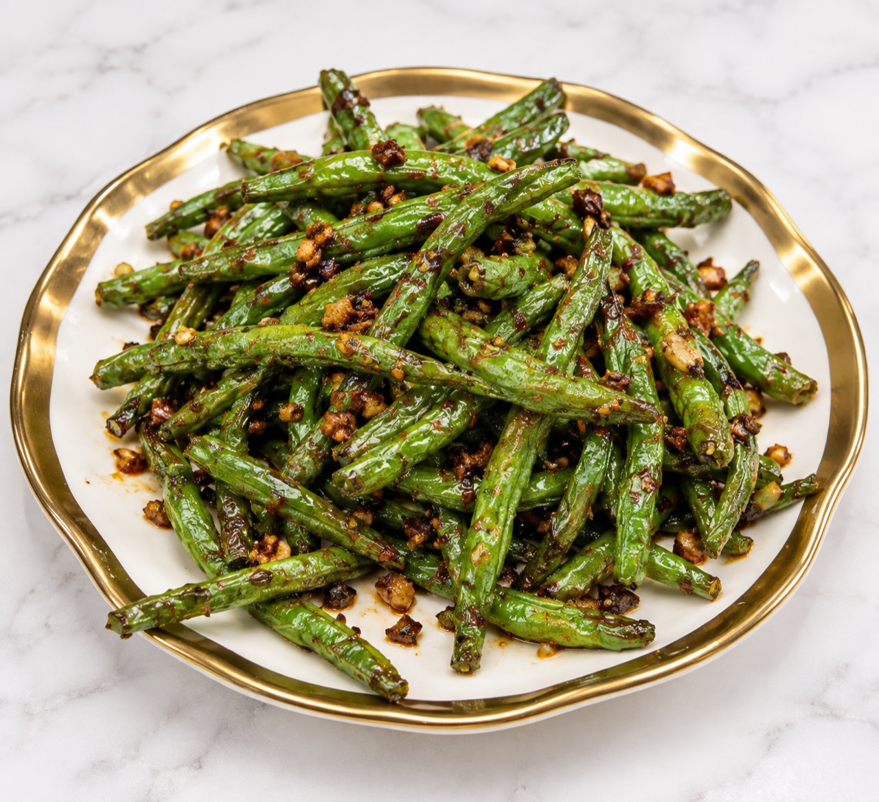 Sauteed Green Beans with Minced Pork · 干煸四季豆